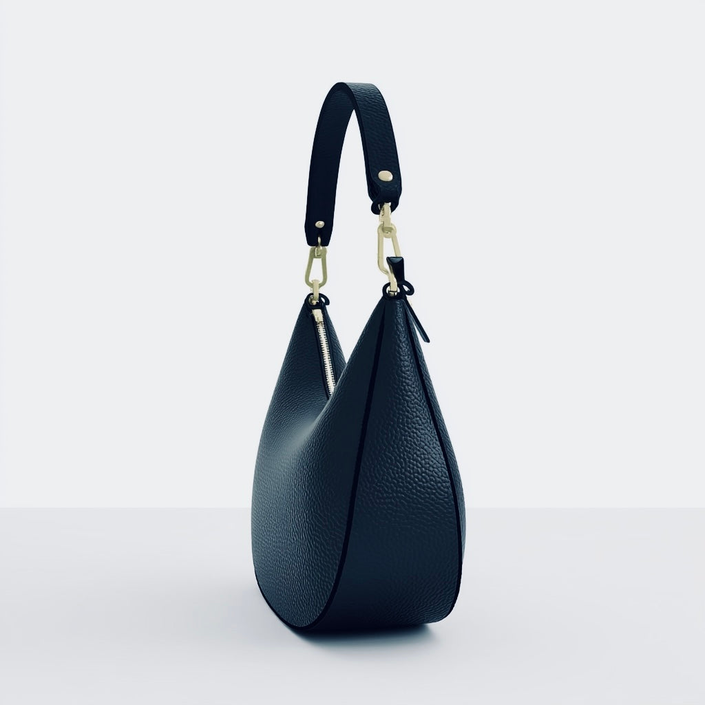 Vendaya - Black Curved Handbag