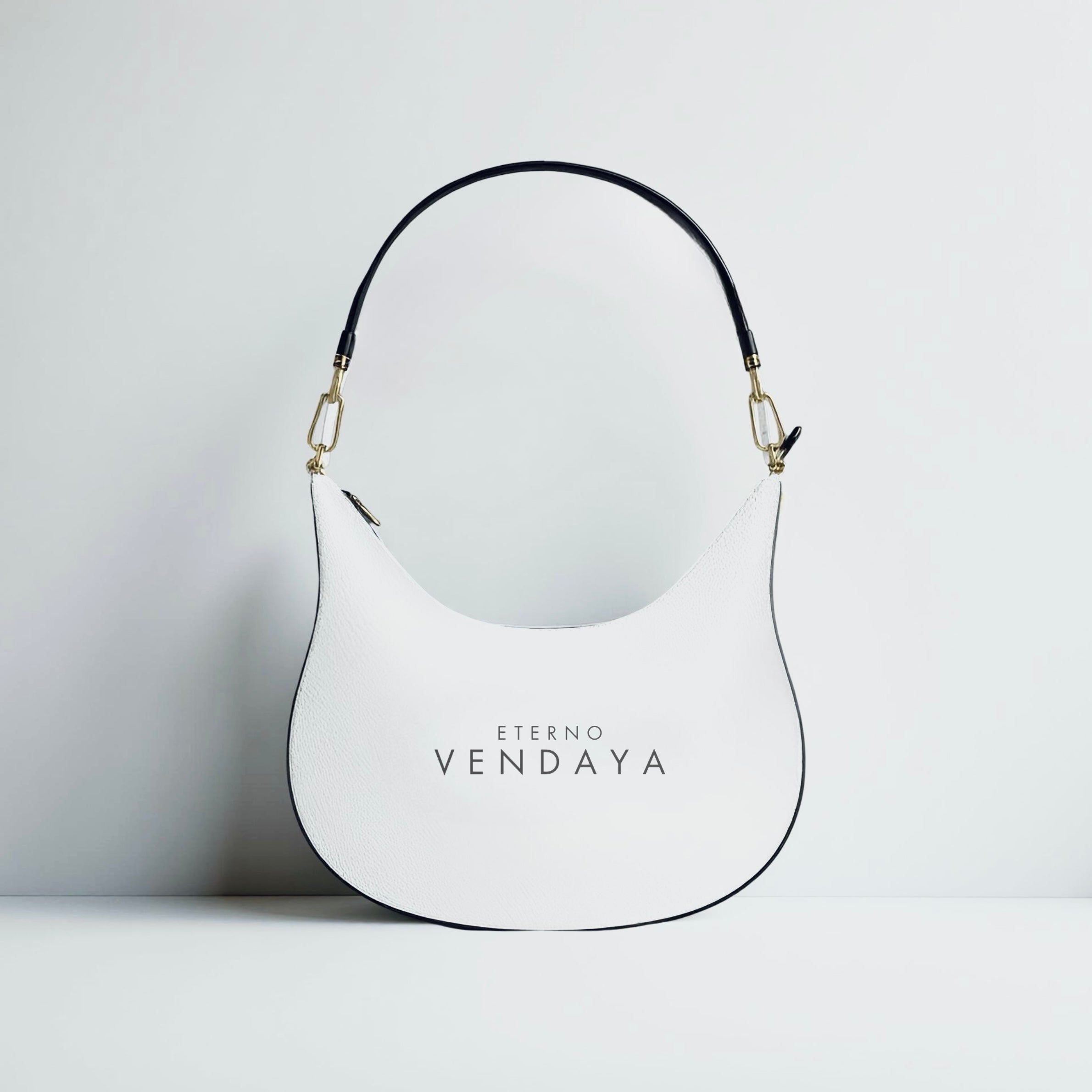 Vendaya – White Curved Handbag