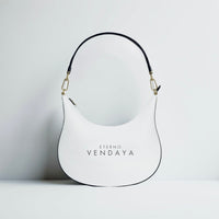 Vendaya – White Curved Handbag